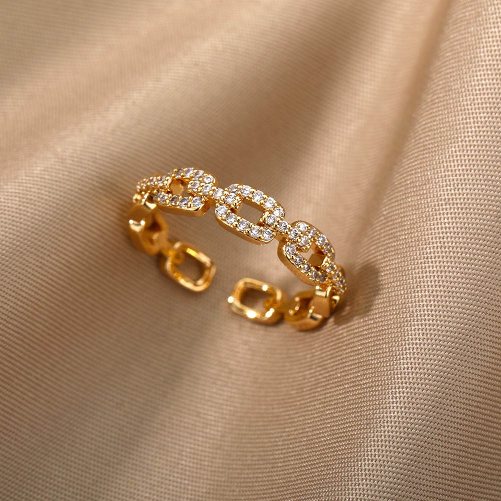 Unique Adjustable Zircon Ring with 18K Gold Plating Ideal for Everyday Wear - Picture 7 of 12