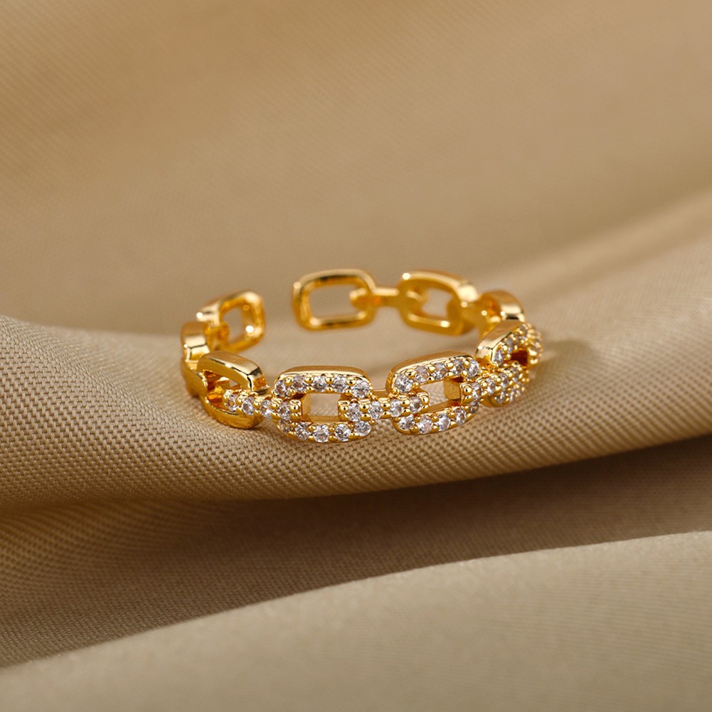 Unique Adjustable Zircon Ring with 18K Gold Plating Ideal for Everyday Wear - Picture 8 of 12