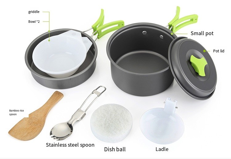 Ensemble de Cuisine liquidation Extérieur Portable pour 12 Personnes Ustensiles de Cuisine