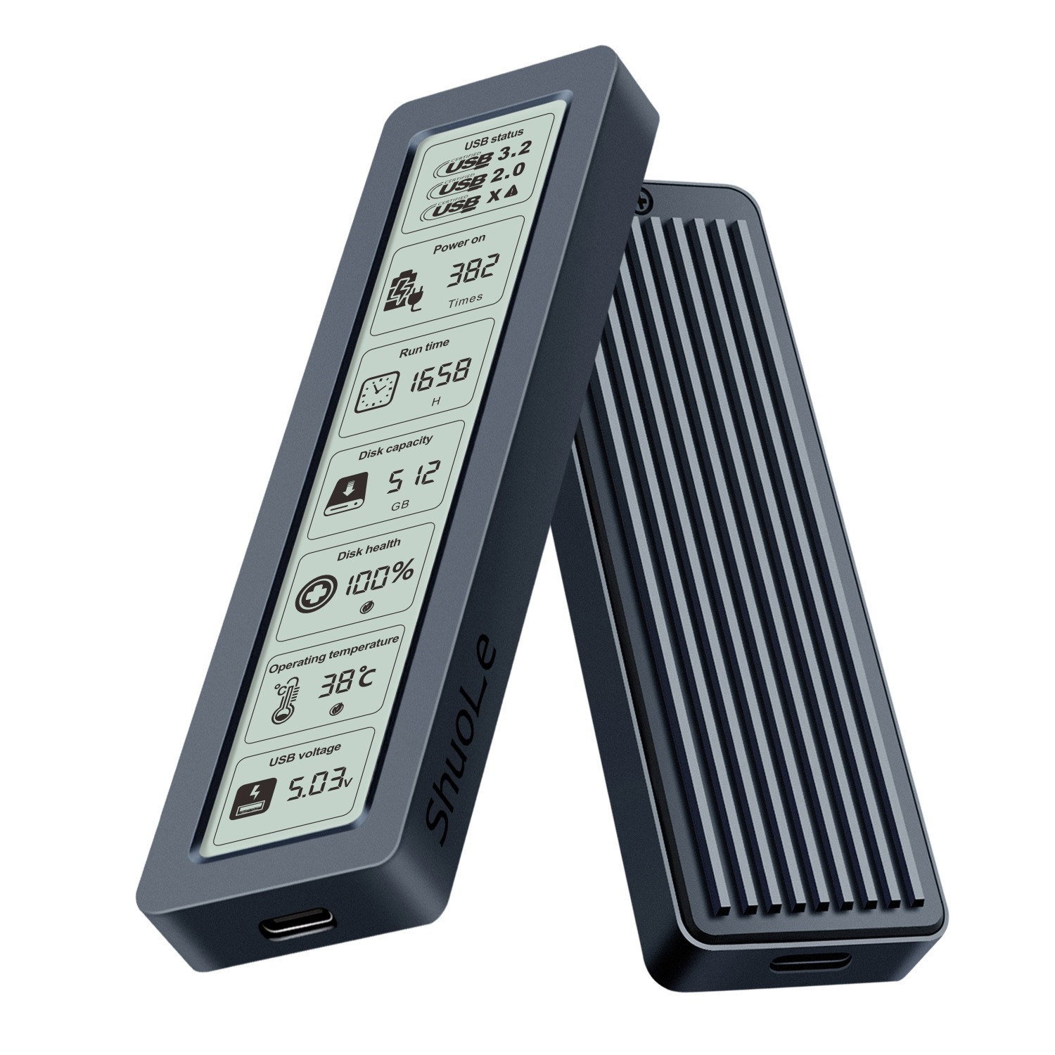 M2 SSD Enclosure with Digital Screen for Health Monitoring and Data Use - Picture 17 of 20