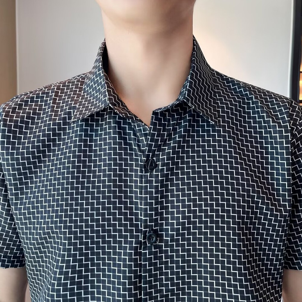 Sleek Men's Lapel Shirts in Korean Design Comfortable Lightweight and Stylish - Picture 18 of 26