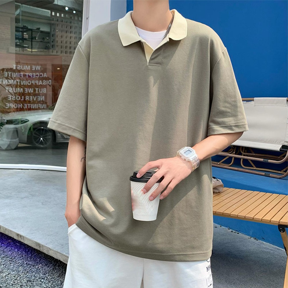 Tee Shirt for Men with Color Matching Style Perfect for Summer Outings - Picture 12 of 17