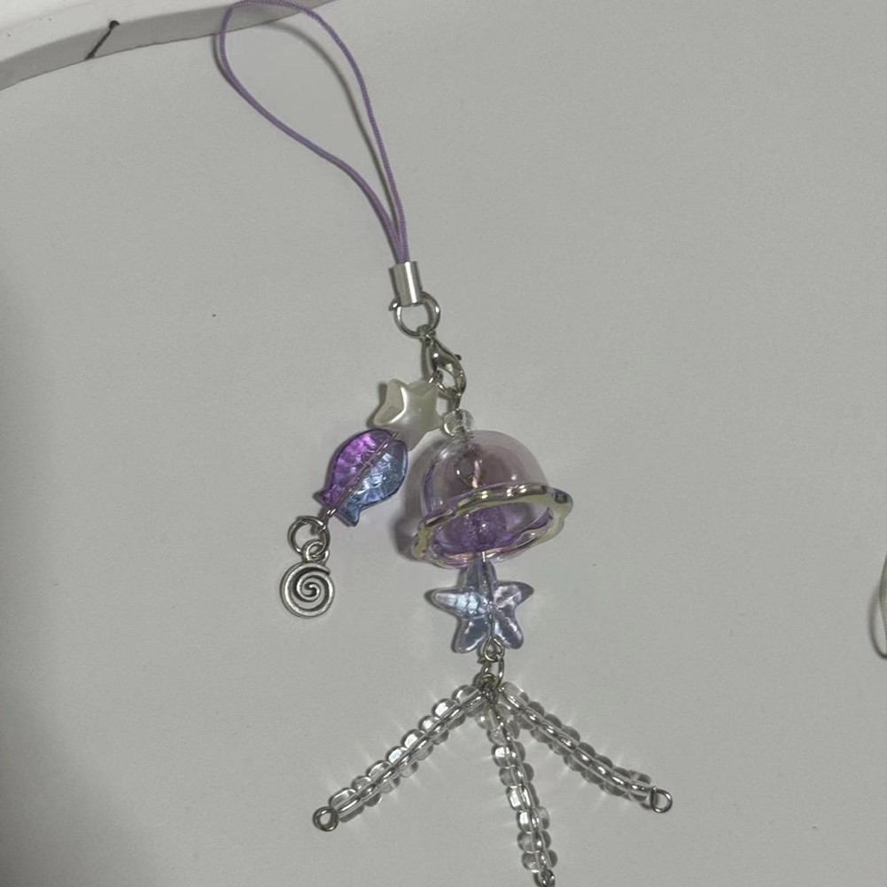 Fashionable Jellyfish Bead Pendant Keychain for Mobile Phones and More - Picture 14 of 15