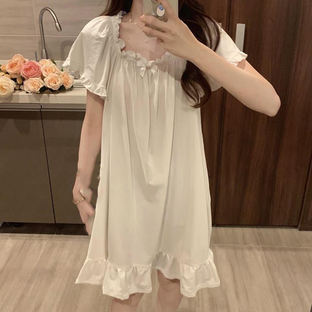 Cute Womens Nightdress Short Sleeves Home Wear Clothes for All Seasons