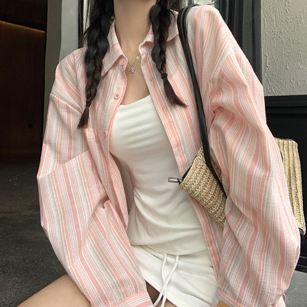 Womens Classic Style Striped Long Sleeve For Polo Shirt for Everyday Use - Picture 14 of 37