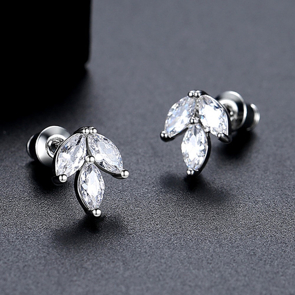 Boucles D'Oreilles Feuille Argent & Diamant - Accessorize Neuf Avec Petits Défauts