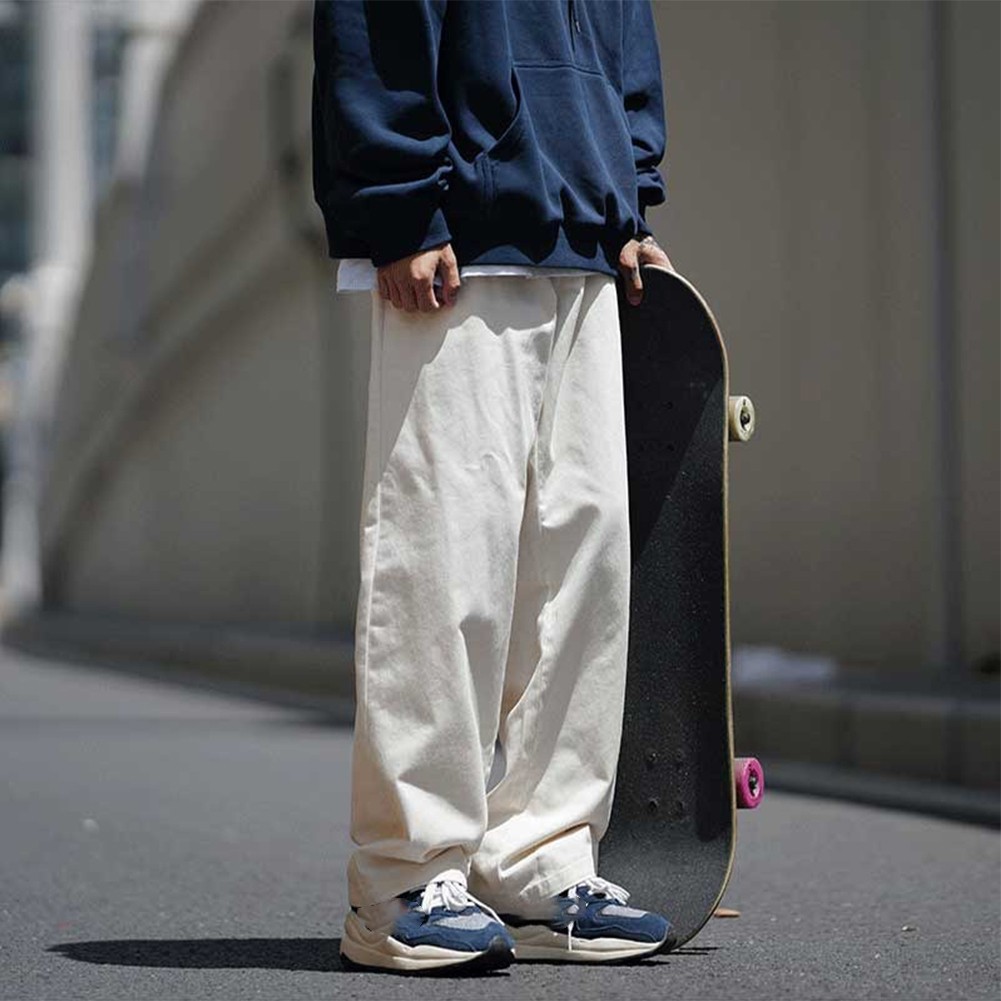 Trendige Herren Loose Fit Hose Gerader Schnitt Weites Bein Hose für den Alltag - Bild 7 von 32