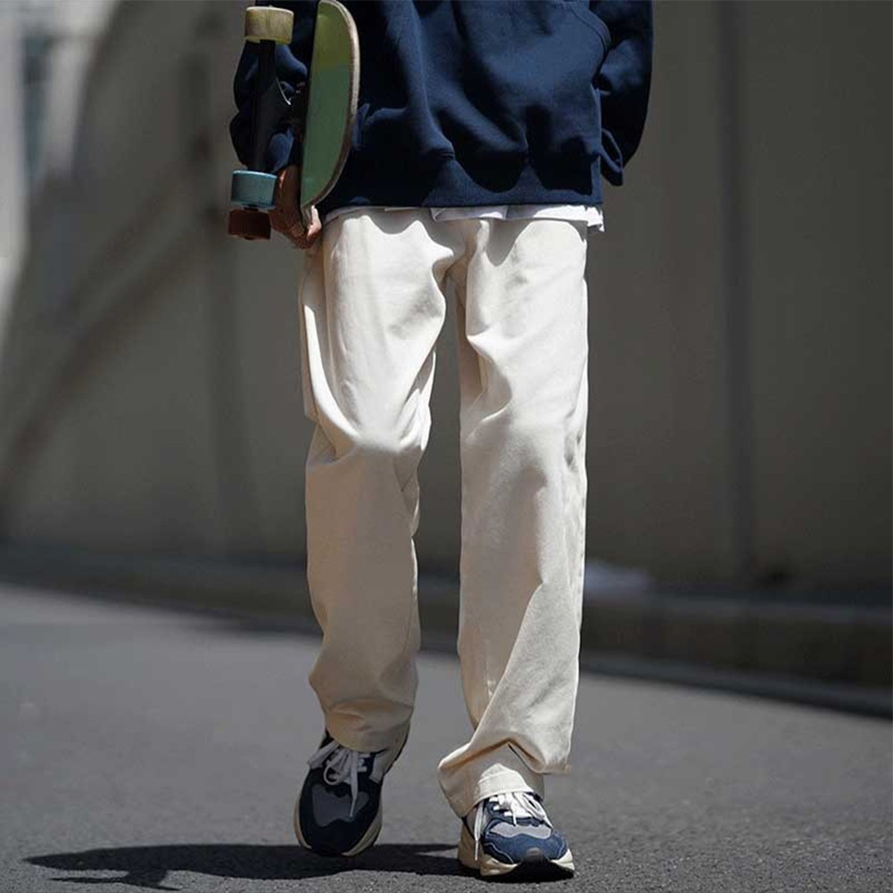 Trendige Herren Loose Fit Hose Gerader Schnitt Weites Bein Hose für den Alltag - Bild 9 von 32