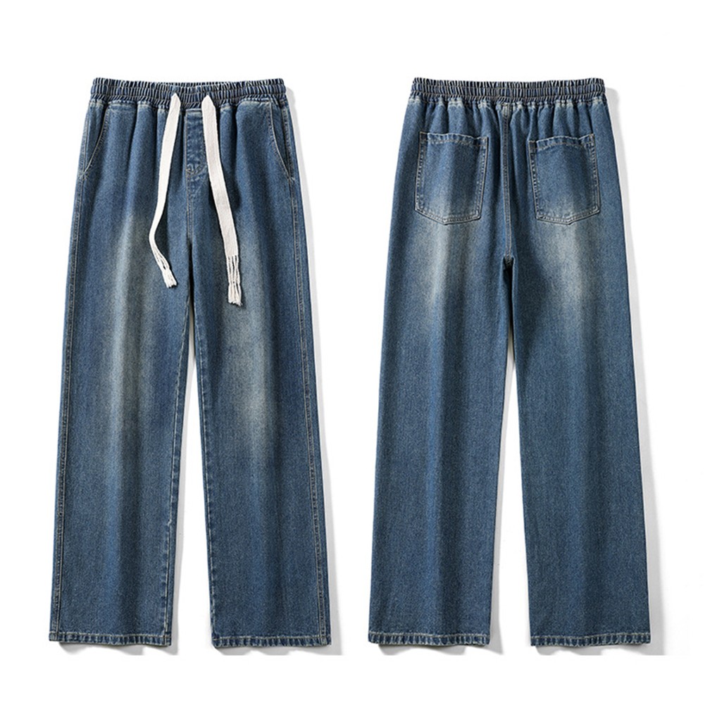 2025 Spring Retro Loose Straight Wide Leg Pants for Men Black Blue Gray - Picture 18 of 36