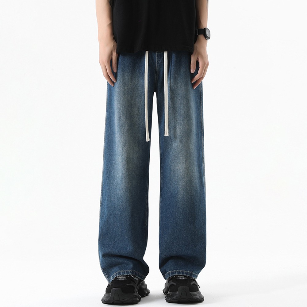 2025 Spring Retro Loose Straight Wide Leg Pants for Men Black Blue Gray - Picture 16 of 36