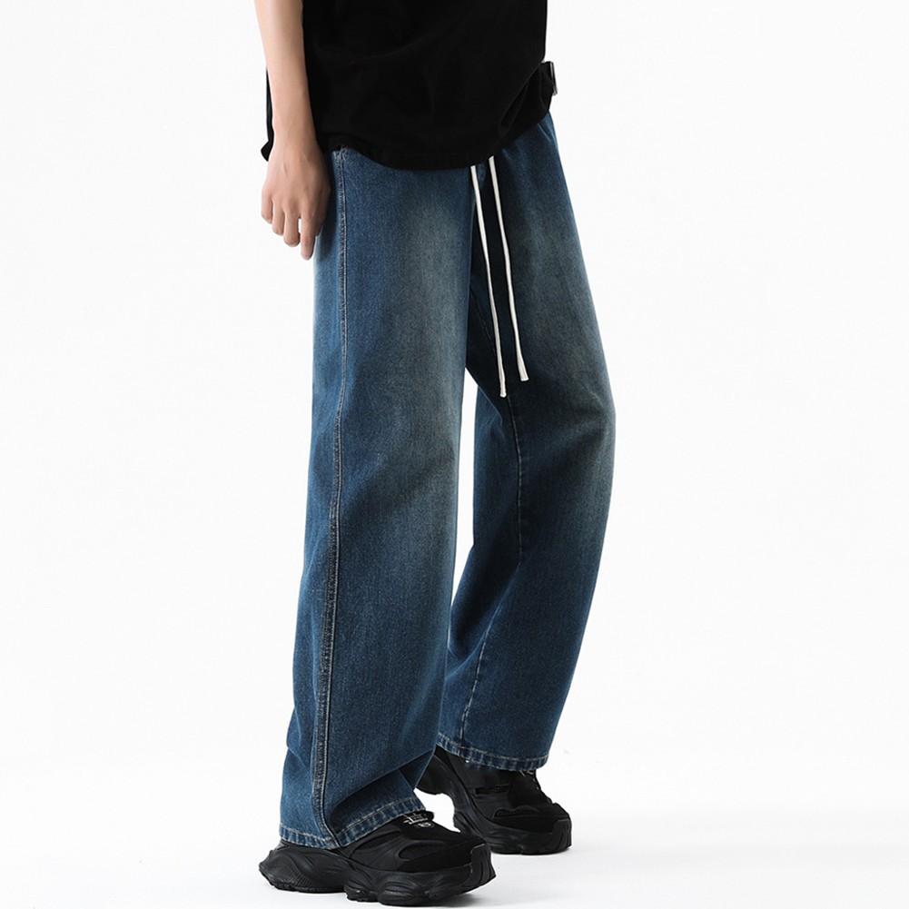 2025 Spring Retro Loose Straight Wide Leg Pants for Men Black Blue Gray - Picture 17 of 36