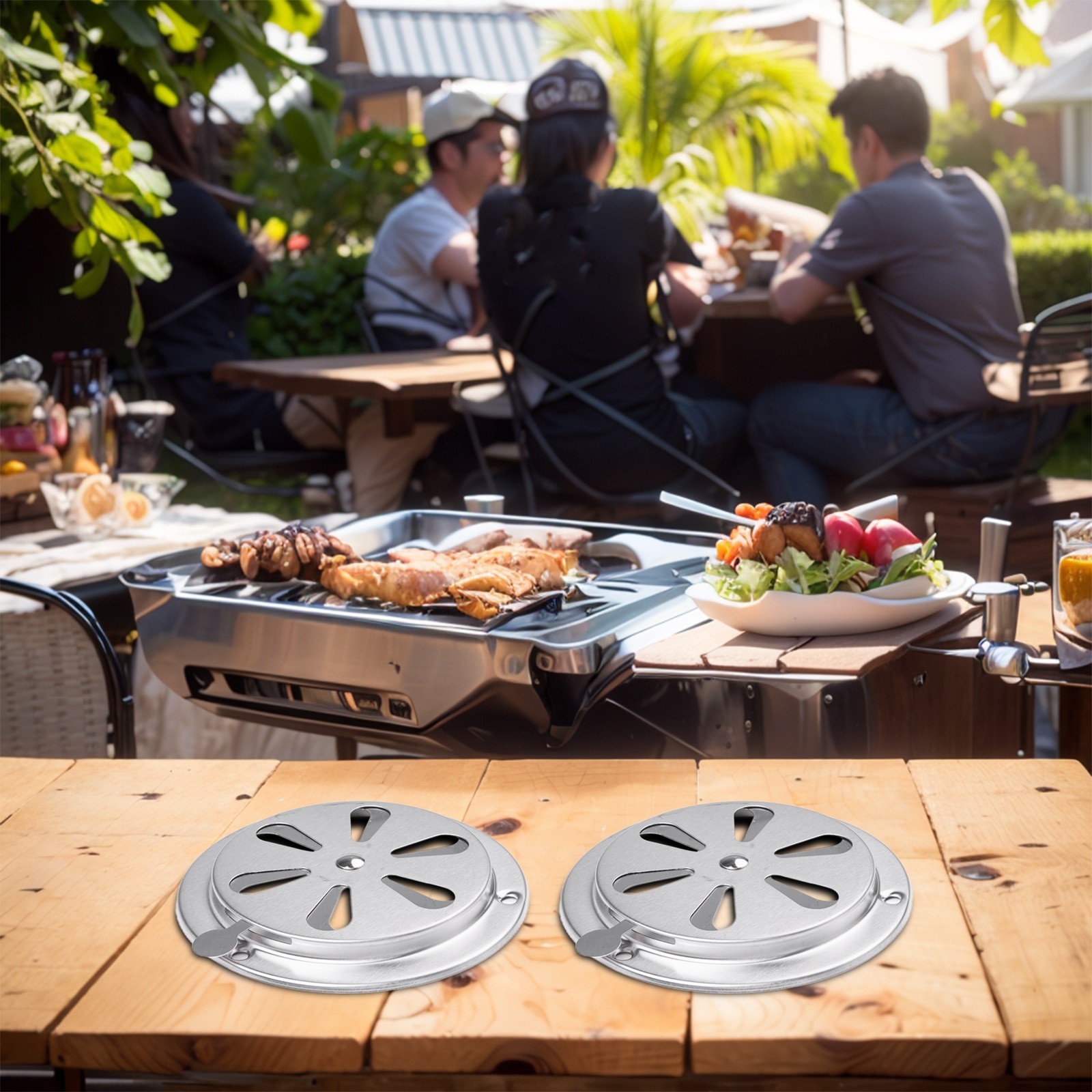 2 Stück verstellbare Edelstahl Lüftungsschlitze für Grill Kochen Steuerung - Bild 16 von 36