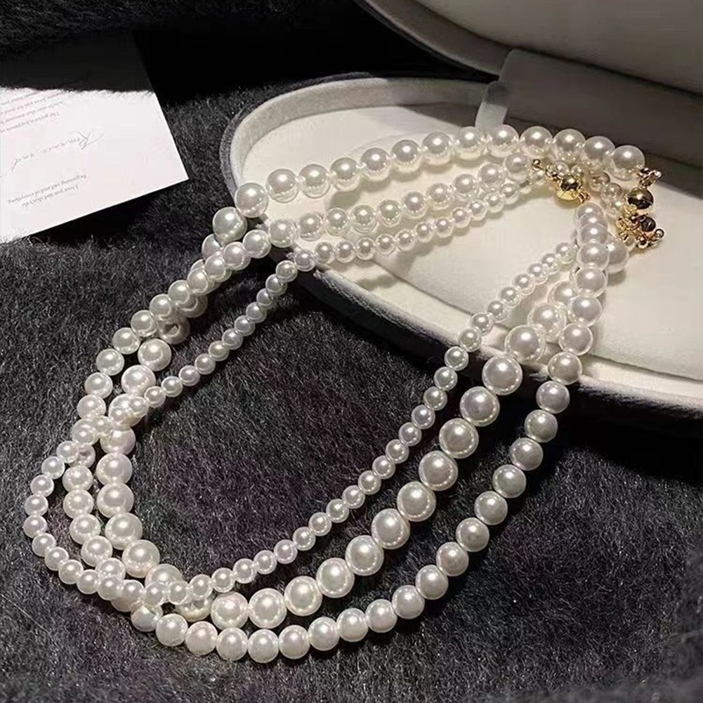 Collier élégant En Perles Avec Fermoir Magnétique - Longueur Réglable 41 à 50 Cm