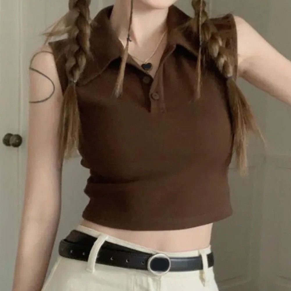 Sleek Womens Vest with Built in Bra Padding and Stylish Lapel Button Features - Picture 15 of 17
