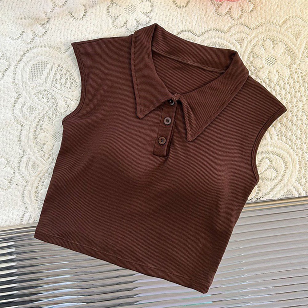Sleek Womens Vest with Built in Bra Padding and Stylish Lapel Button Features - Picture 17 of 17