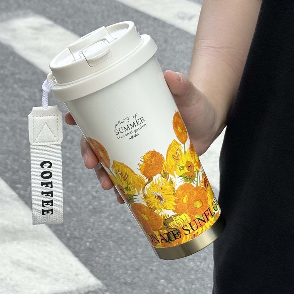 Double Wall Travel Mug 500ml Stainless Steel with Multiple Drinking Options