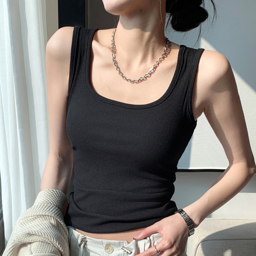Womens Lightweight Elastic Tank Top for Casual Summer Days with Round Neck - Picture 16 of 37