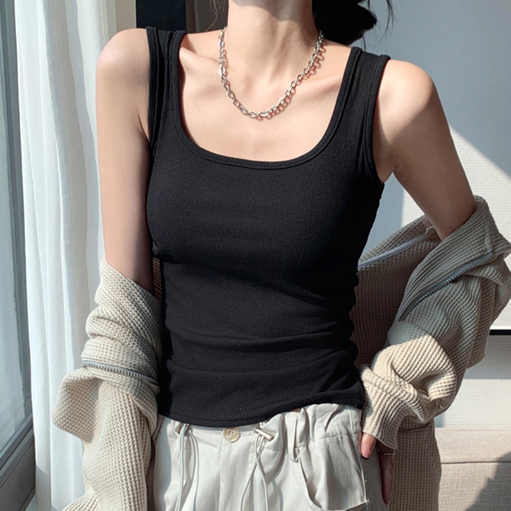 Womens Lightweight Elastic Tank Top for Casual Summer Days with Round Neck - Picture 19 of 37