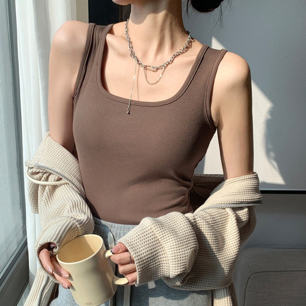 Womens Lightweight Elastic Tank Top for Casual Summer Days with Round Neck - Picture 37 of 37