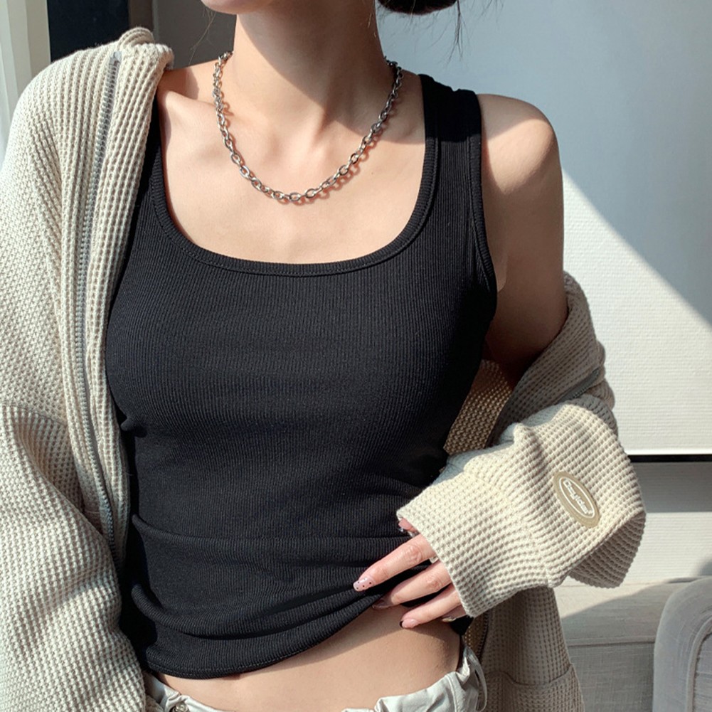Womens Lightweight Elastic Tank Top for Casual Summer Days with Round Neck - Picture 17 of 37