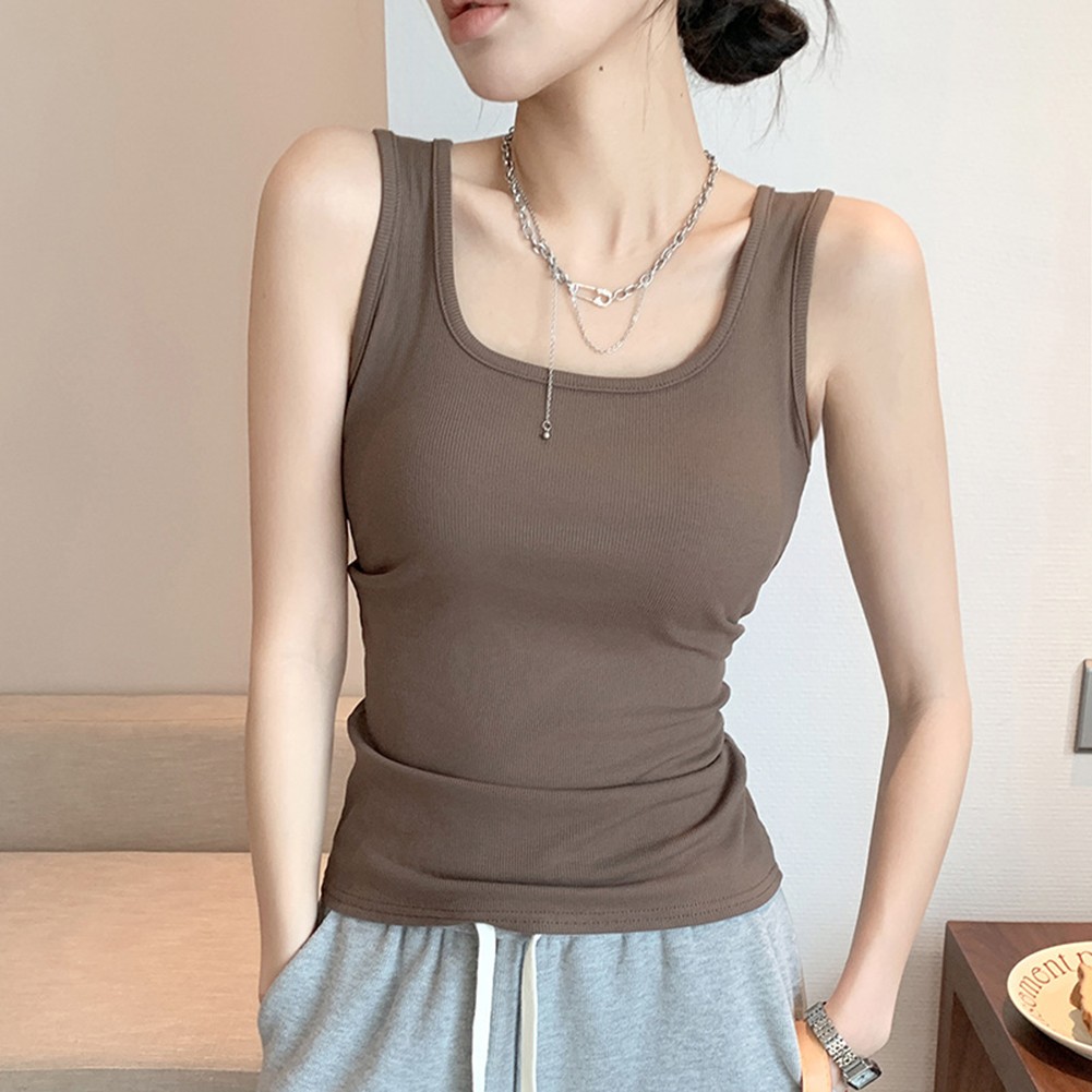 Womens Lightweight Elastic Tank Top for Casual Summer Days with Round Neck - Picture 35 of 37