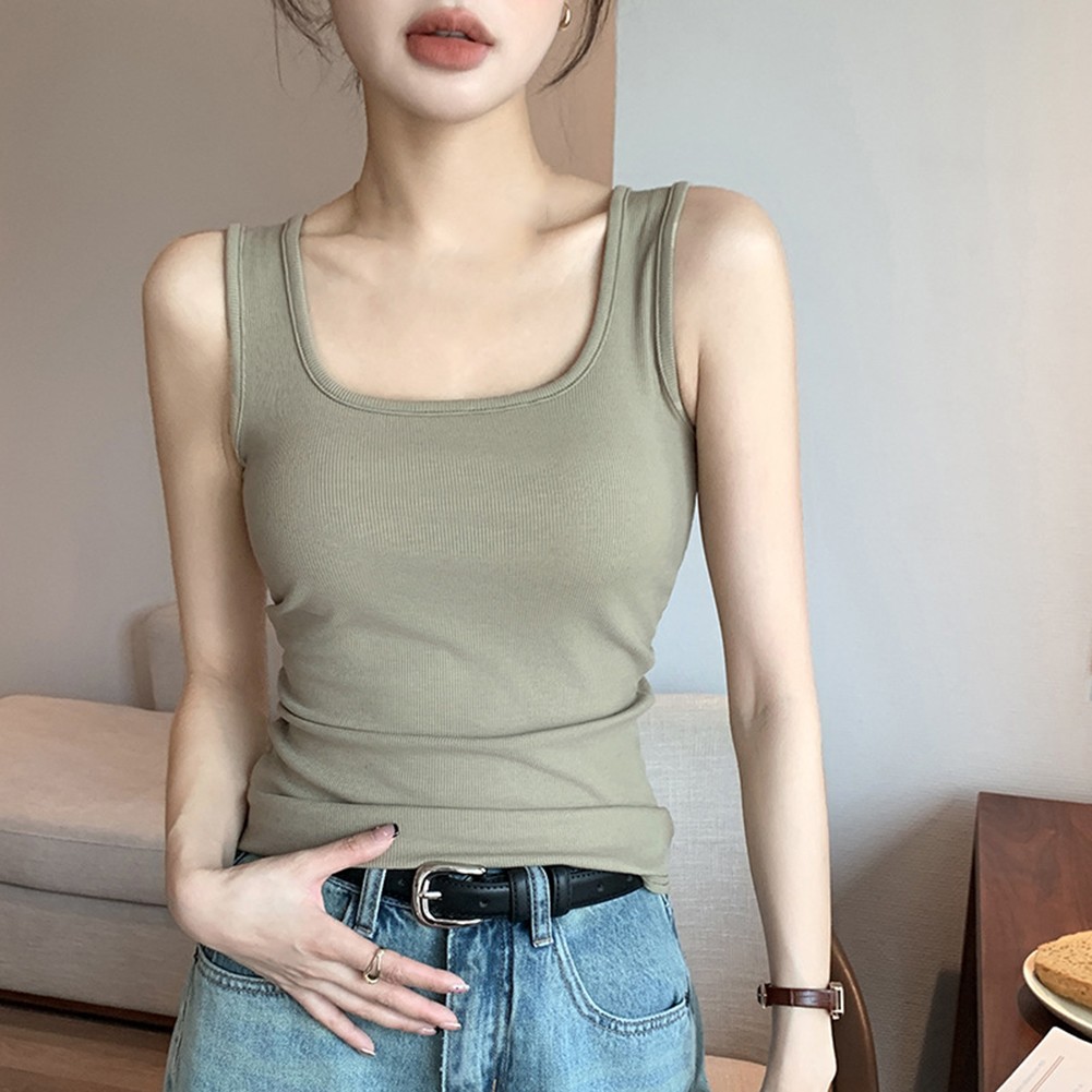 Womens Lightweight Elastic Tank Top for Casual Summer Days with Round Neck - Picture 31 of 37