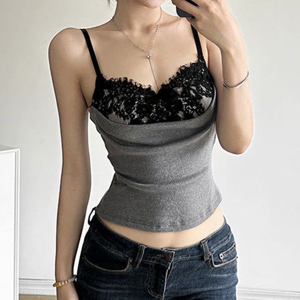 Stylish Women's Camisole Vest with Elegant Lace Details and Comfortable Fit - Picture 17 of 22