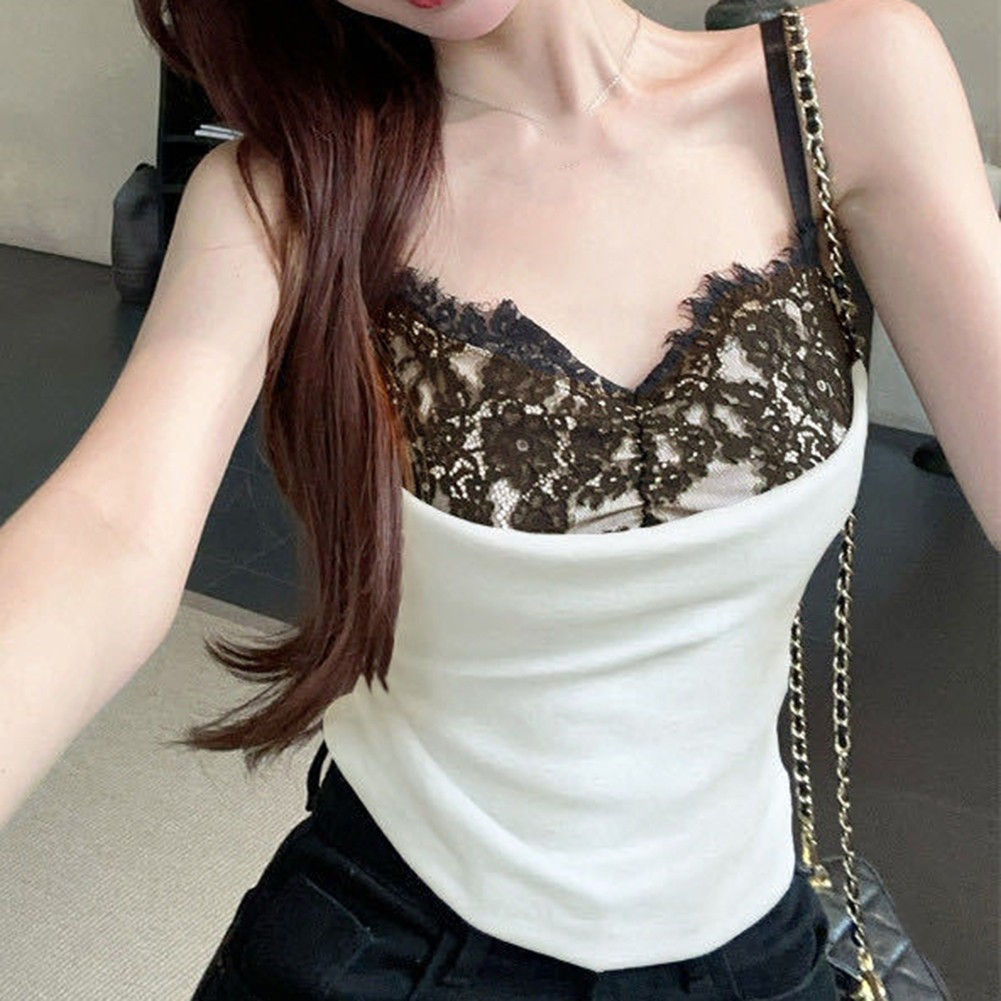 Stylish Women's Camisole Vest with Elegant Lace Details and Comfortable Fit - Picture 16 of 22
