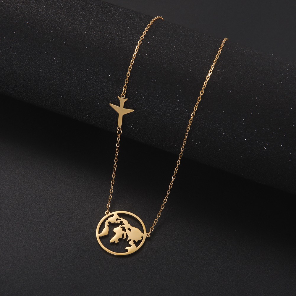 Elegant Travel World Necklace with Airplane Map Design for Any Occasion - Picture 9 of 9