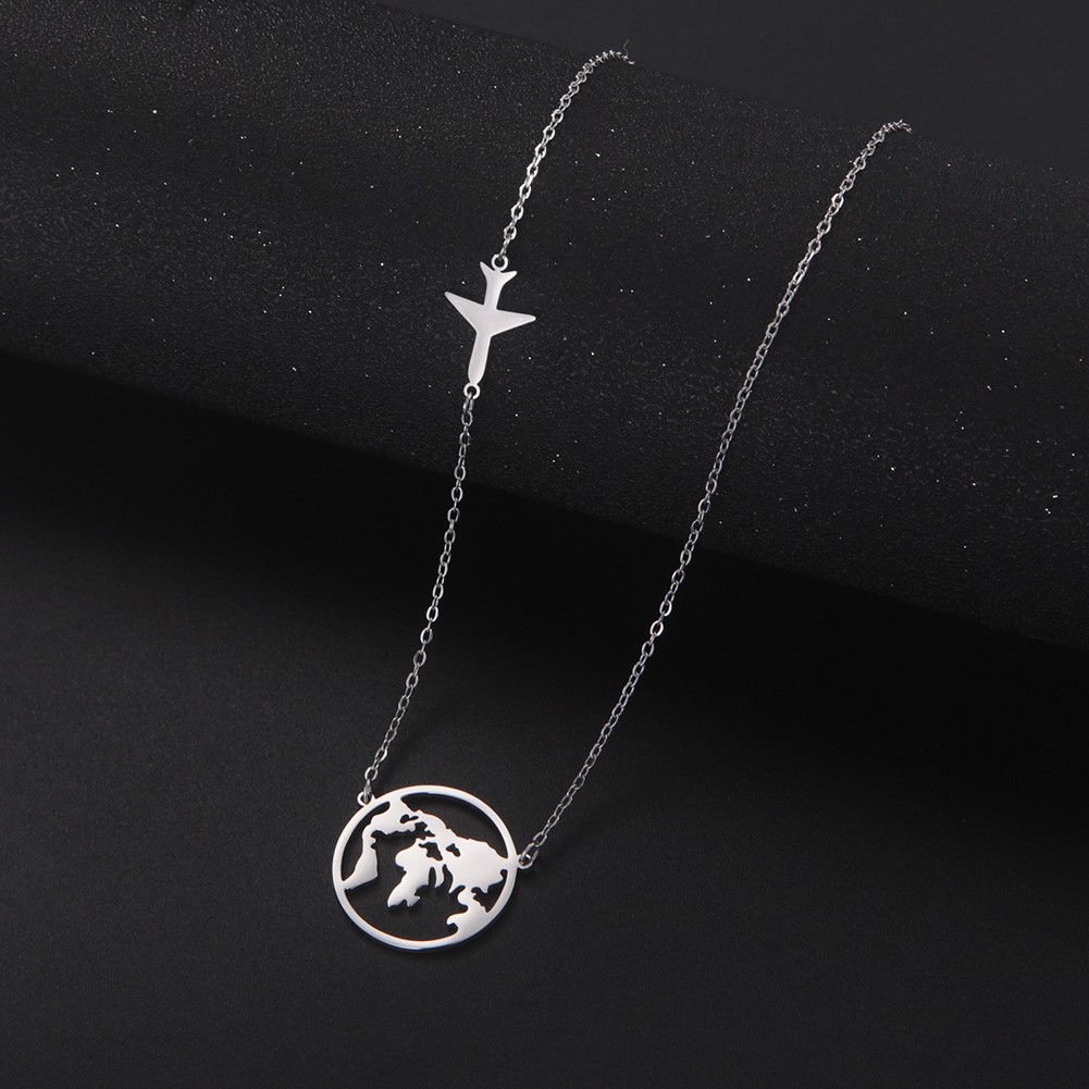 Elegant Travel World Necklace with Airplane Map Design for Any Occasion - Picture 8 of 9