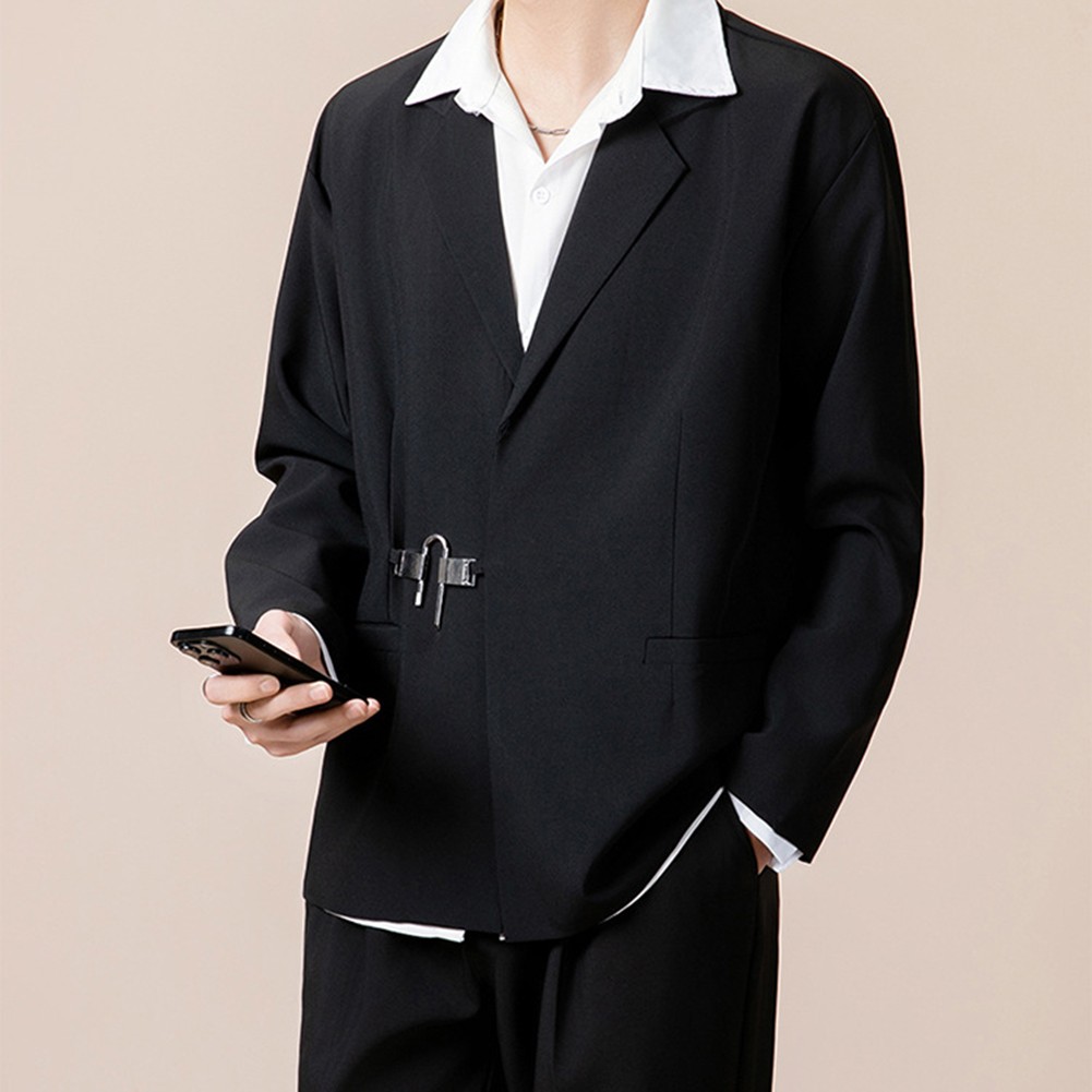 Officiel Blazer homme élégant avec boucle en métal pour vêtements décontractés prin
