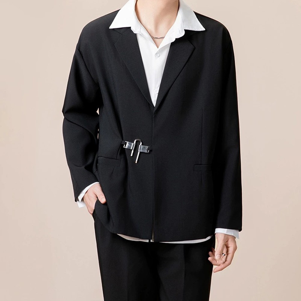 Officiel Blazer homme élégant avec boucle en métal pour vêtements décontractés prin