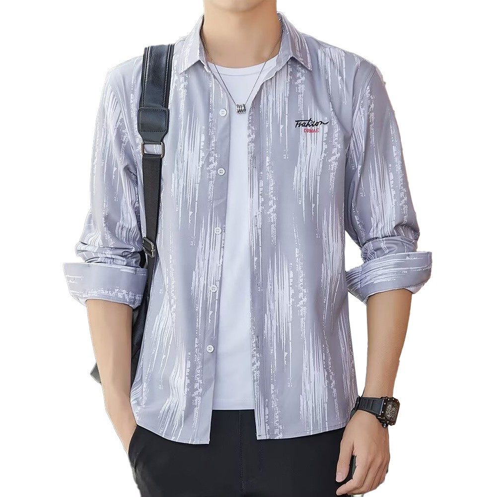 Striped Long Sleeve Button Shirt for Men with Casual Turn Down Collar Style - Picture 22 of 38