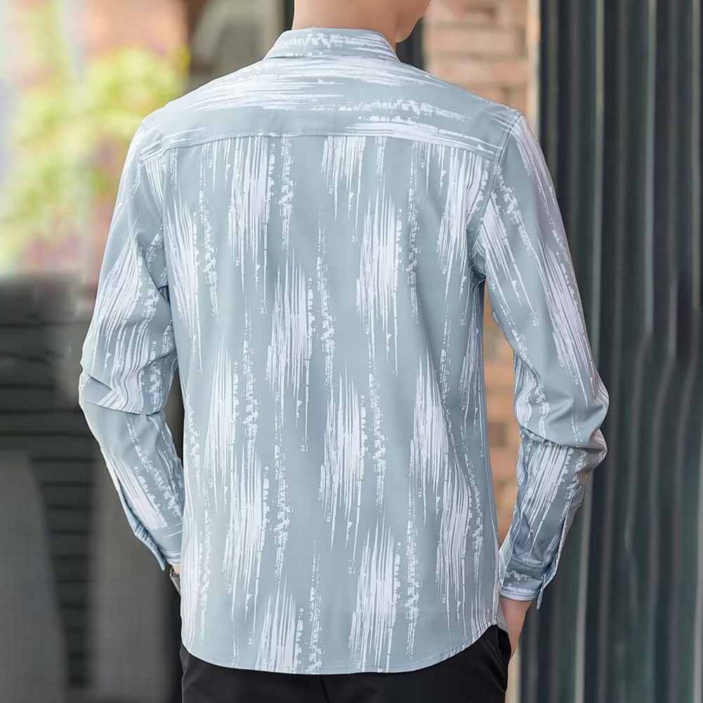 Striped Long Sleeve Button Shirt for Men with Casual Turn Down Collar Style - Picture 31 of 38