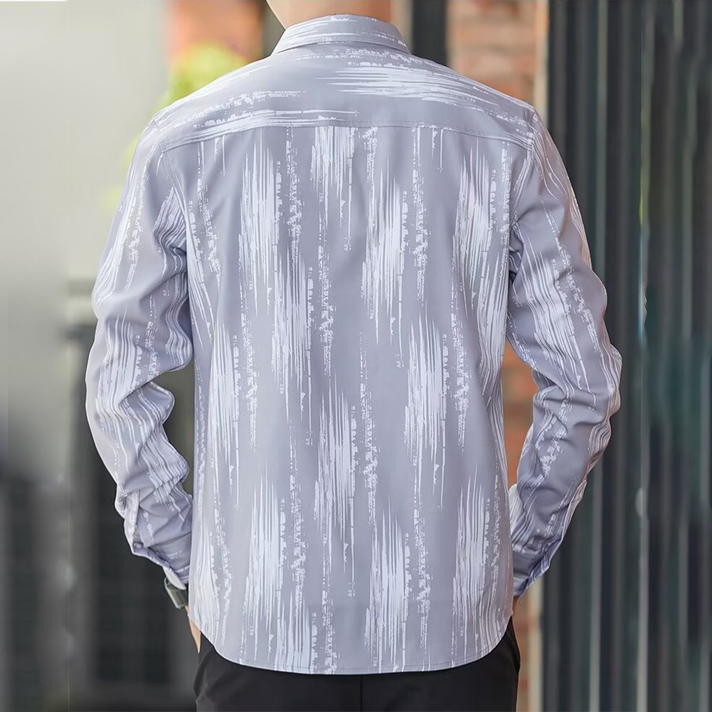 Striped Long Sleeve Button Shirt for Men with Casual Turn Down Collar Style - Picture 27 of 38