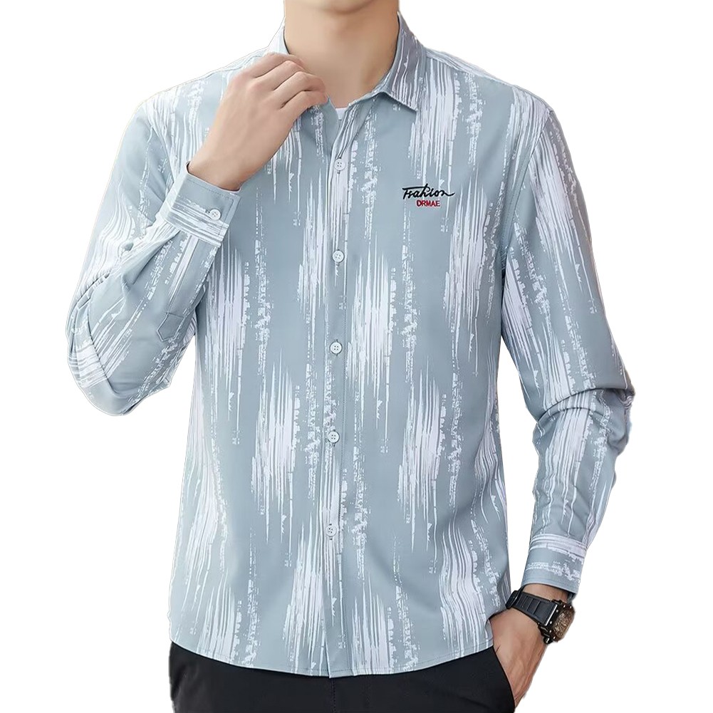 Striped Long Sleeve Button Shirt for Men with Casual Turn Down Collar Style - Picture 29 of 38