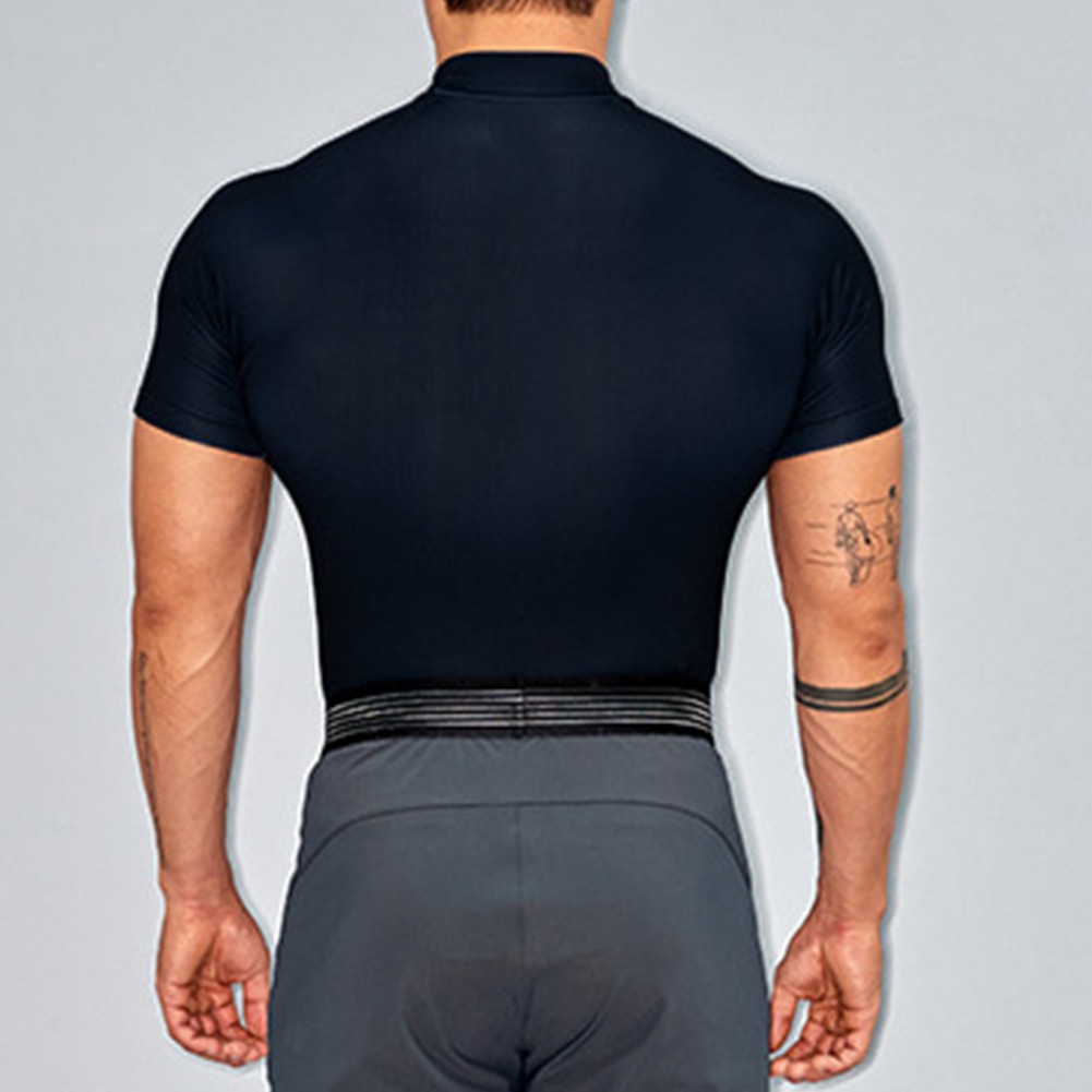 Casual Mens T Shirt with Turtleneck and Short Sleeves for Fitness Enthusiasts - Picture 15 of 36
