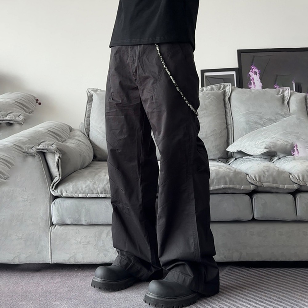 Men's Wide Leg Casual Pants Korean Hiphop Straight Trousers for Everyday Wear - Picture 32 of 36