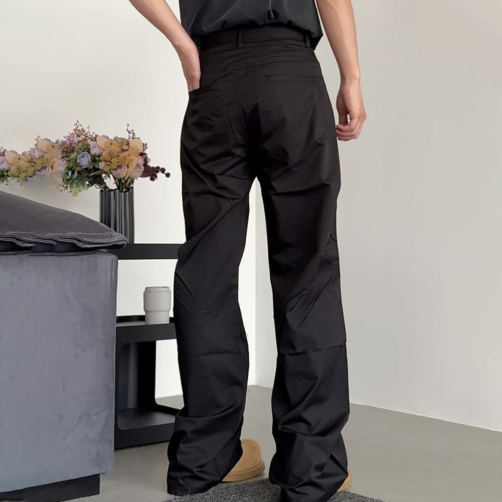 Men's Wide Leg Casual Pants Korean Hiphop Straight Trousers for Everyday Wear - Picture 35 of 36