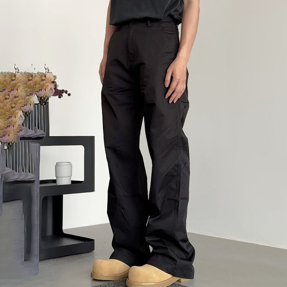 Men's Wide Leg Casual Pants Korean Hiphop Straight Trousers for Everyday Wear - Picture 30 of 36