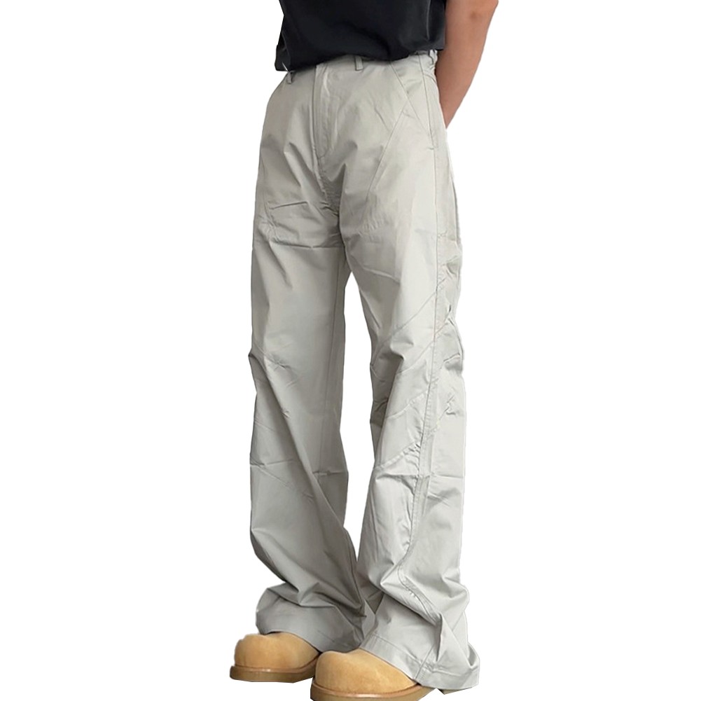 Men's Wide Leg Casual Pants Korean Hiphop Straight Trousers for Everyday Wear - Picture 21 of 36