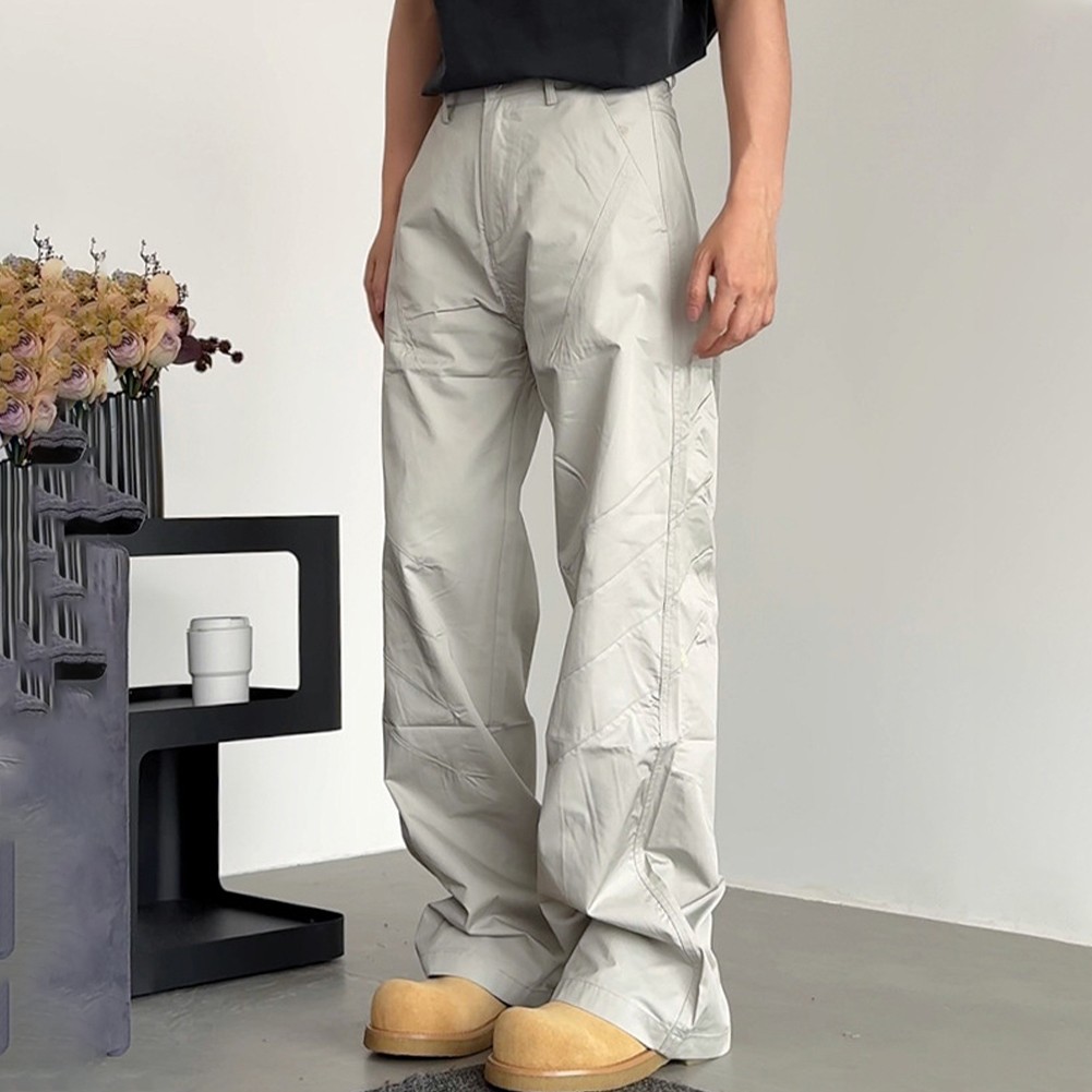 Men's Wide Leg Casual Pants Korean Hiphop Straight Trousers for Everyday Wear - Picture 27 of 36