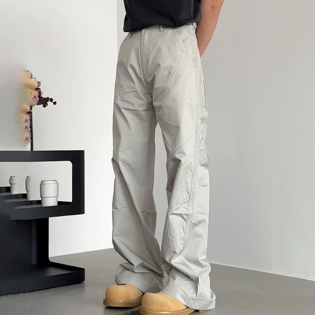 Men's Wide Leg Casual Pants Korean Hiphop Straight Trousers for Everyday Wear - Picture 28 of 36