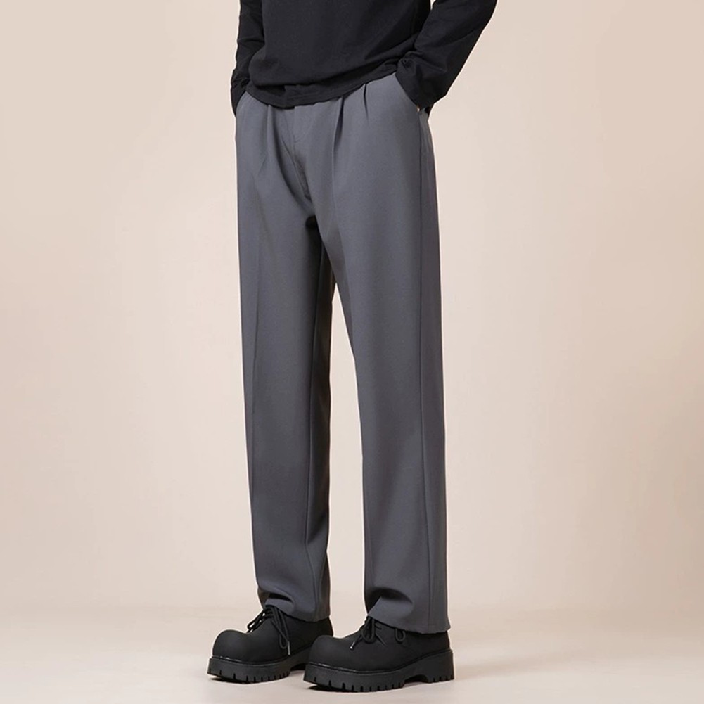 Men's Relaxed Fit Suit Pants Solid Color Casual Trousers for Everyday Use