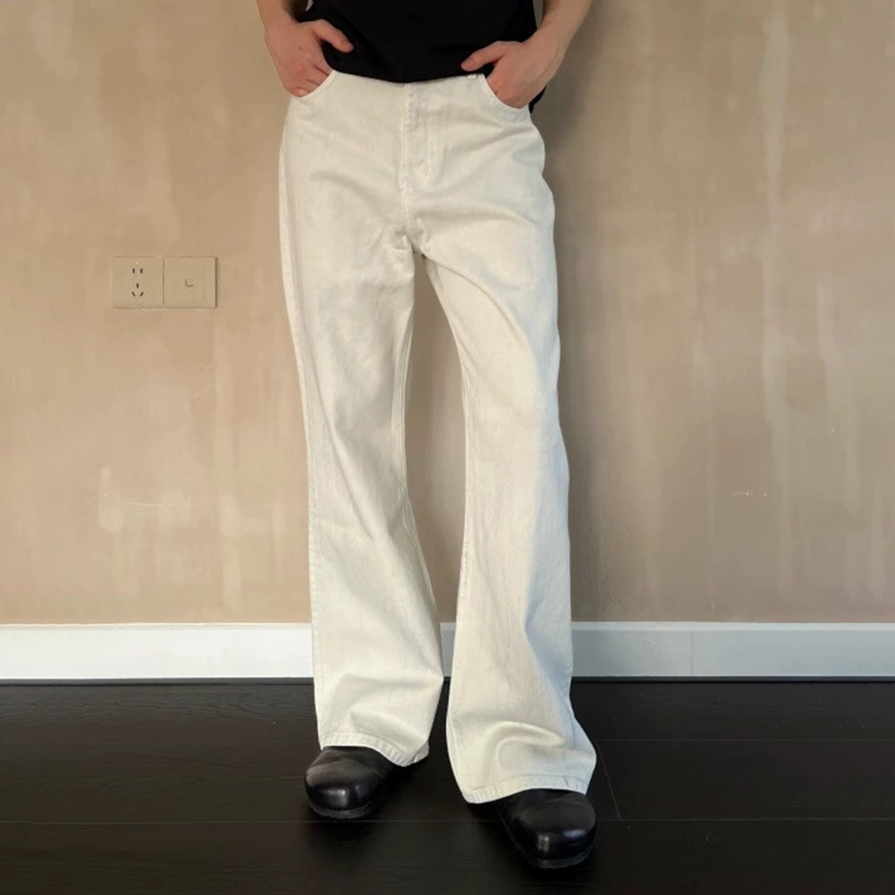Men's Retro Style Bootcut Pants with Slight Stretch for Comfortable Summer Wear
