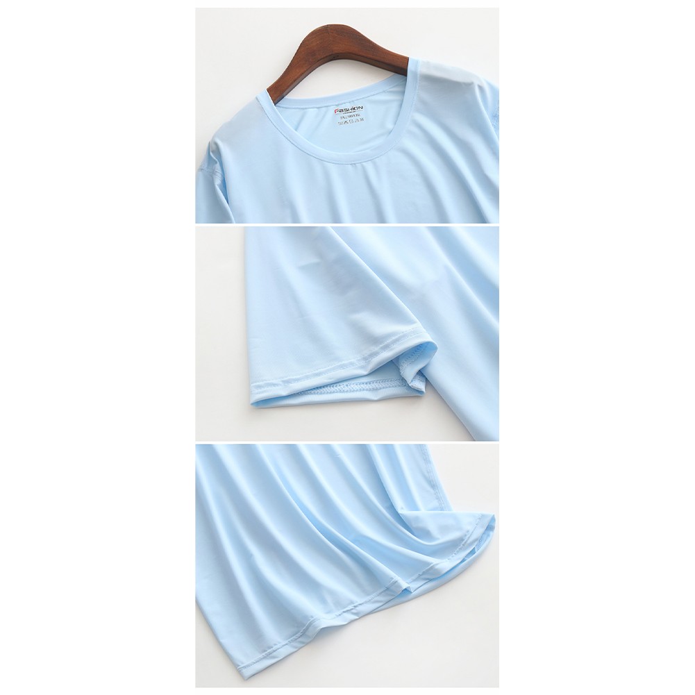 Ice Silk Quick Drying Men's Short Sleeve Shirt Perfect for Workouts and Sports - Picture 17 of 30