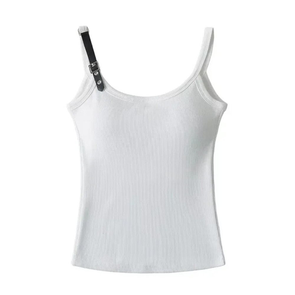 Cotton Fabric Womens Tank Top with Integrated Bra Ideal for Casual Days - Picture 14 of 16
