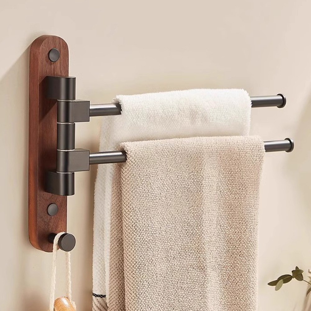 Sleek Wooden Wall Mount Towel Rack with Rotating Arms for Easy Access to ventes exceptionnelles Towels