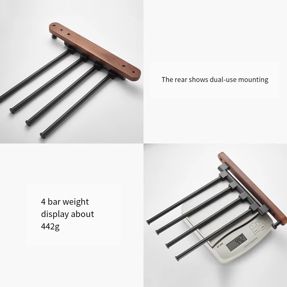 Sleek en ligne Wooden Wall Mount Towel Rack with Rotating Arms for Easy Access to Towels