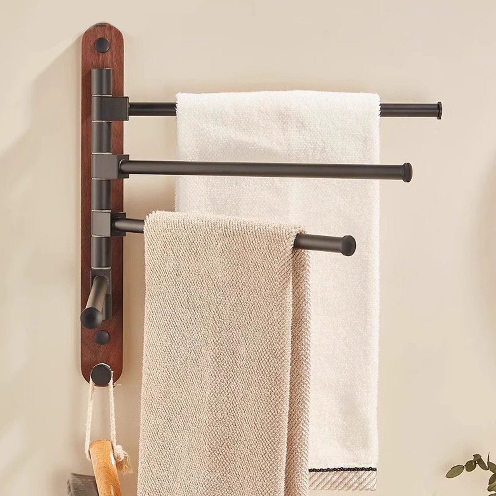 Sleek Wooden Wall Mount Towel Rack with Rotating Arms for vente Easy Access to Towels